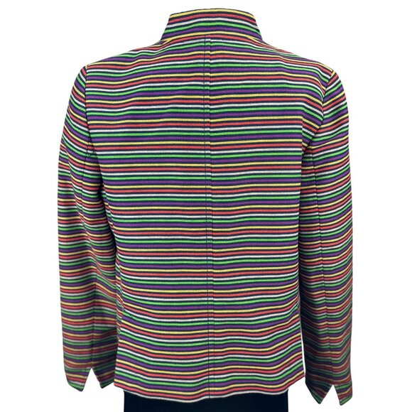 Talbots Multicolor Black Striped Blazer Jacket Womens Size 8 Retron Statement - Picture 2 of 10